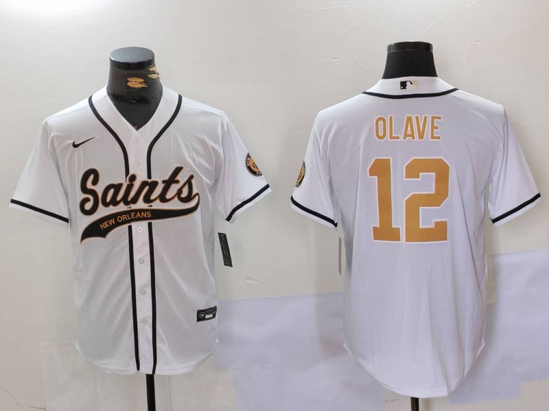 Men’s New Orleans Saints Chris Olave #12 White Jersey