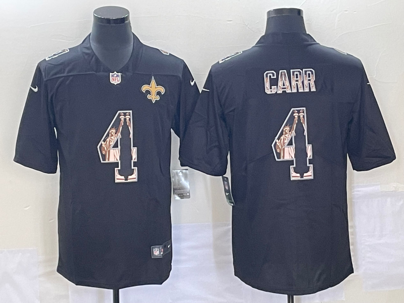 Men’s New Orleans Saints Derek Carr #4 Black Team Jersey