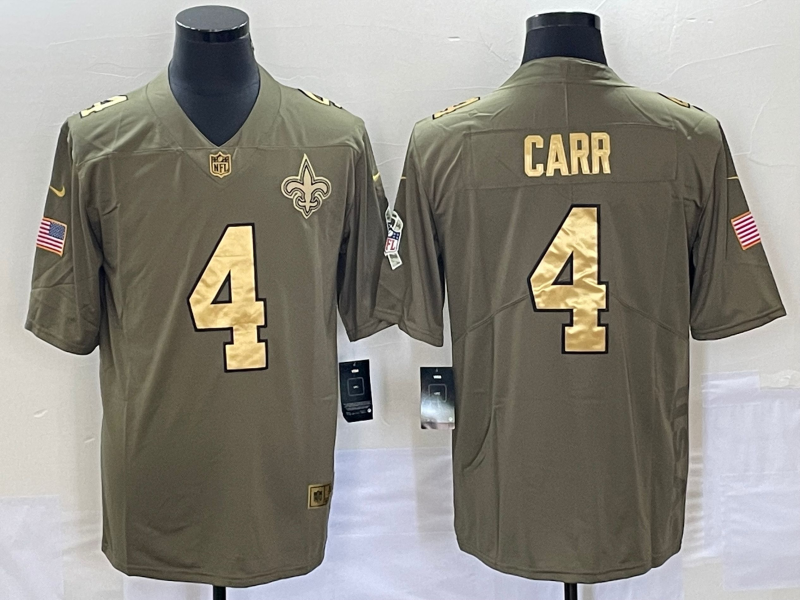 Men’s New Orleans Saints Derek Carr #4 Brown Jersey