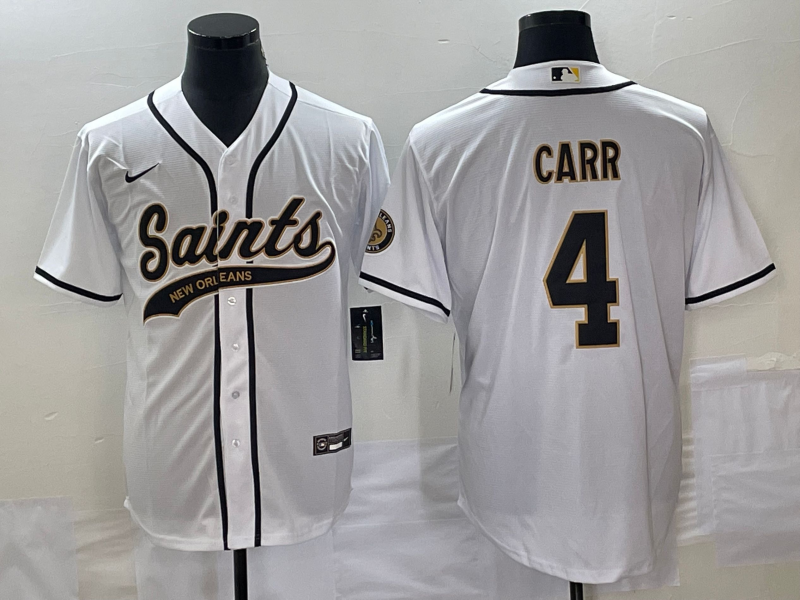 Men’s New Orleans Saints Derek Carr #4 White Jersey Joint Edition