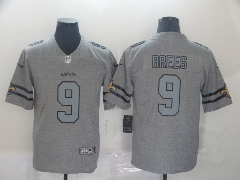 Men’s New Orleans Saints Drew Brees #9 Gray Jersey
