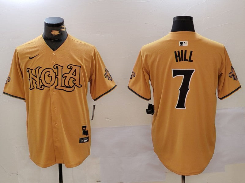 Men’s New Orleans Saints Taysom Hill #7 Yellow Jersey