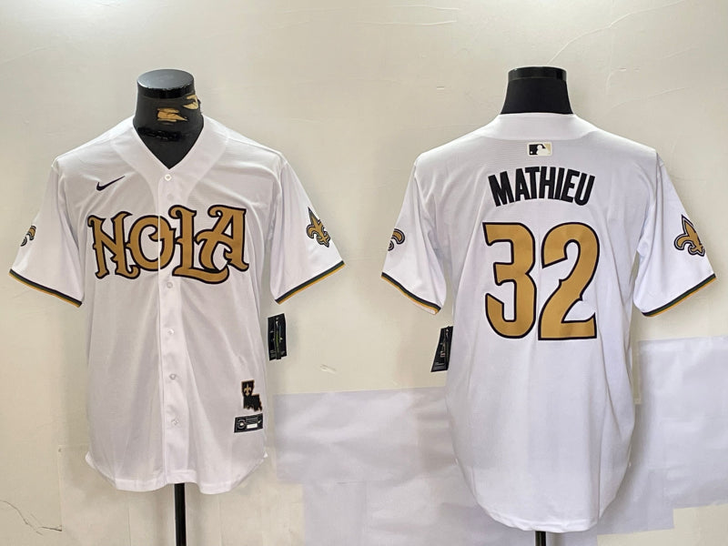 Men’s New Orleans Saints Tyrann Mathieu #32 White Jersey