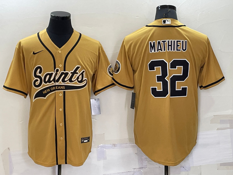 Men’s New Orleans Saints Tyrann Mathieu #32 Yellow Jersey Joint Edition