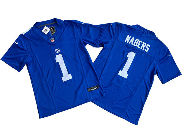 Men’s New York Giants #1 Malik Nabers Nike Royal Team Color Vapor Untouchable Limited Jersey