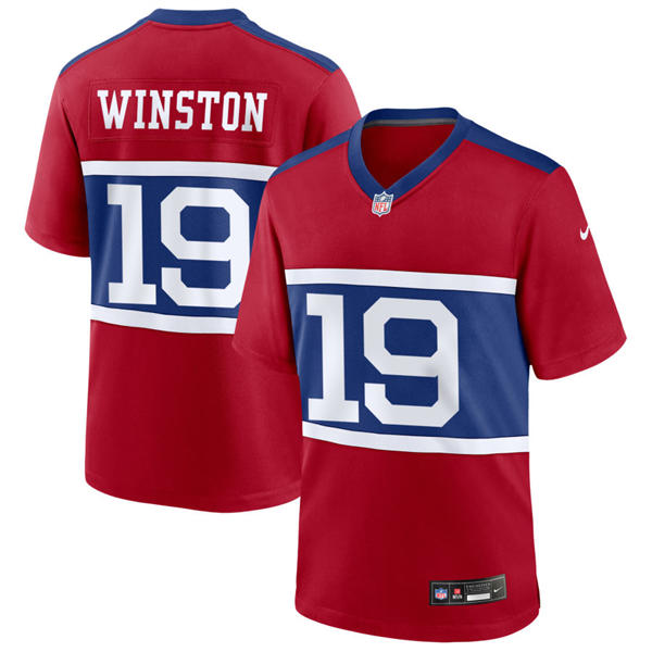 Men’s New York Giants #19 Jameis Winston Century Red 100TH Season Commemorative Jersey