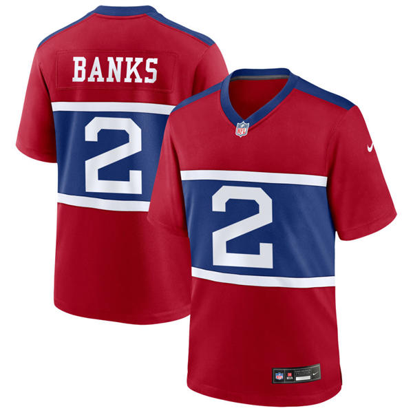 Men’s New York Giants #2 Deonte Banks Century Red 100TH Season Commemorative Jersey