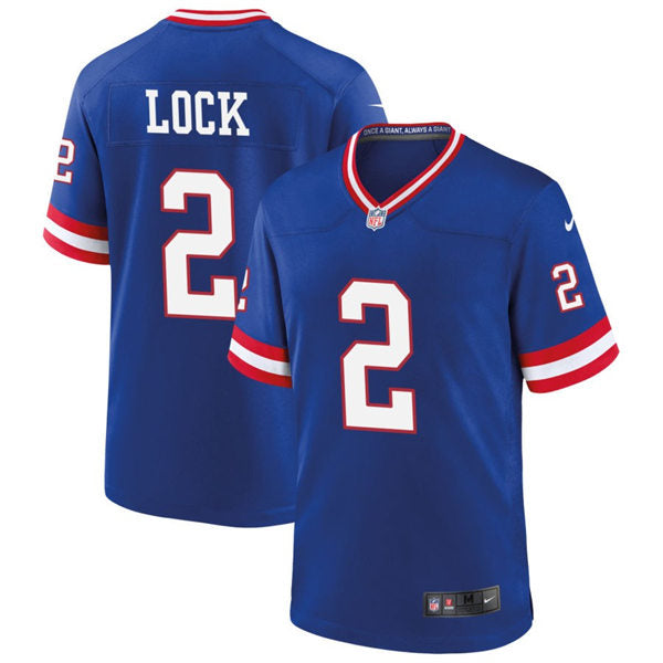 Men’s New York Giants #2 Drew Lock Nike Royal Classic Limited Jersey