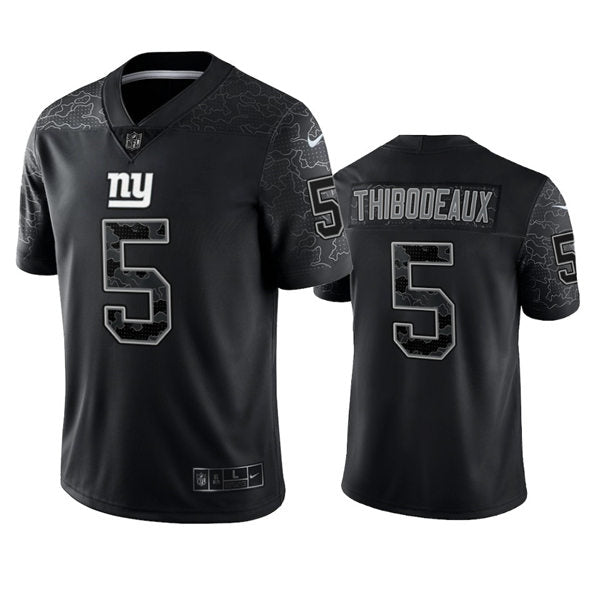 Men’s New York Giants #5 Kayvon Thibodeaux Black Reflective Limited Jersey