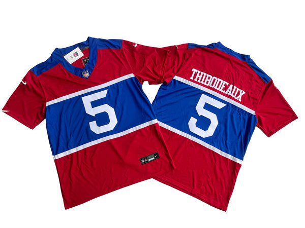 Men’s New York Giants #5 Kayvon Thibodeaux Century Red 100TH Season Commemorative Jersey