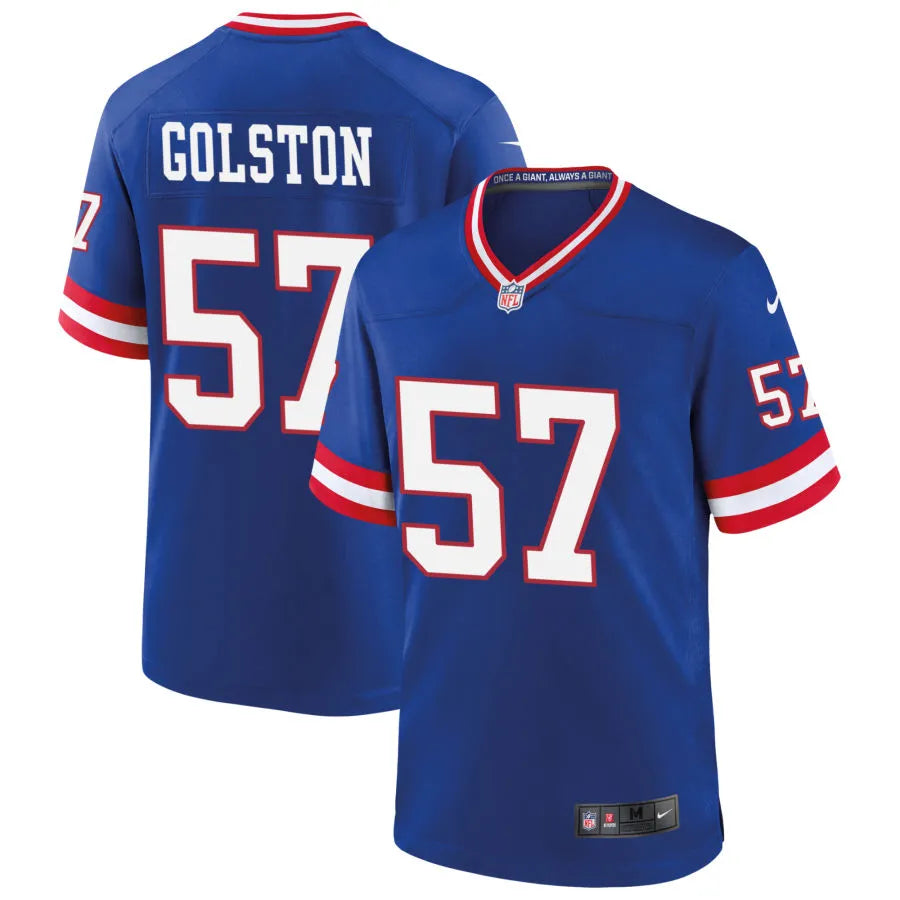 Men’s New York Giants #57 Chauncey Golston Nike Royal Classic Limited Jersey