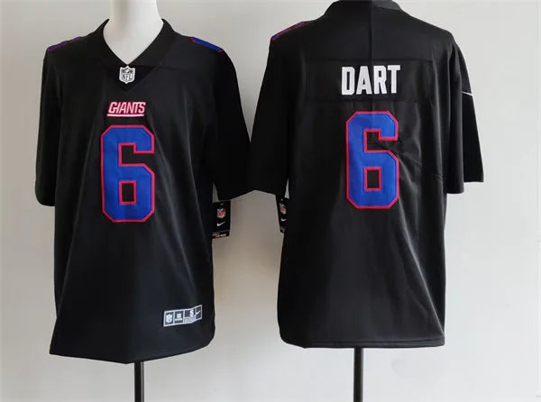 Men’s New York Giants #6 Jaxson Dart Carbon Black Fashion Limited Jersey