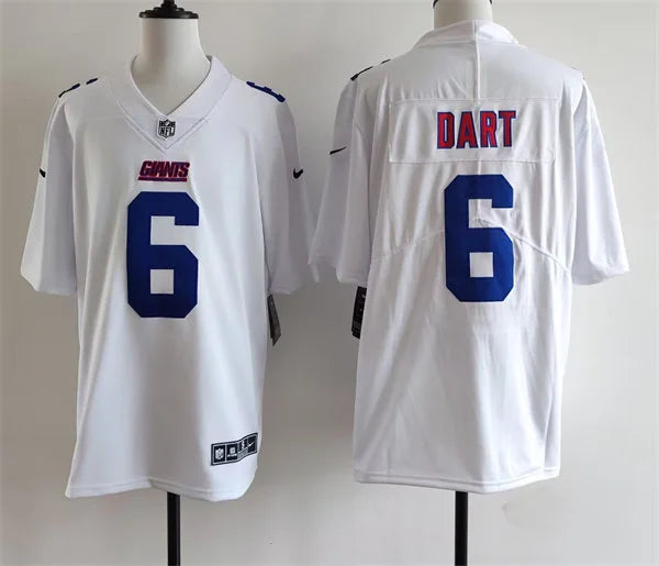 Men’s New York Giants #6 Jaxson Dart Nike Tundra White Fashion Game Jersey