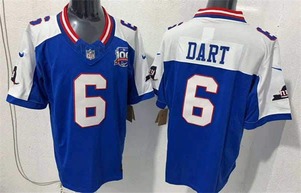 Men’s New York Giants #6 Jaxson Dart Royal White Gratitude Limited Jersey