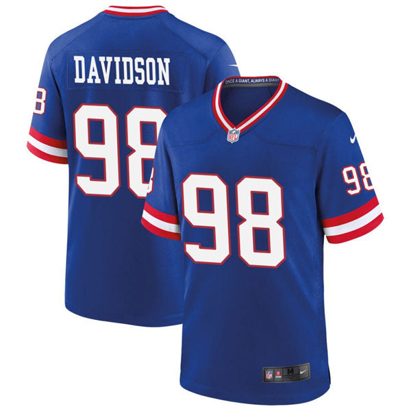 Men’s New York Giants #98 D.J. Davidson Nike Royal Classic Limited Jersey