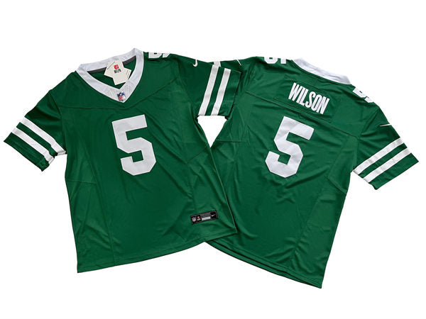 Men’s New York Jets #5 Garrett Wilson Nike Green Legacy Game Jersey