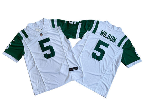 Men’s New York Jets #5 Garrett Wilson White Alternate Classic Jersey