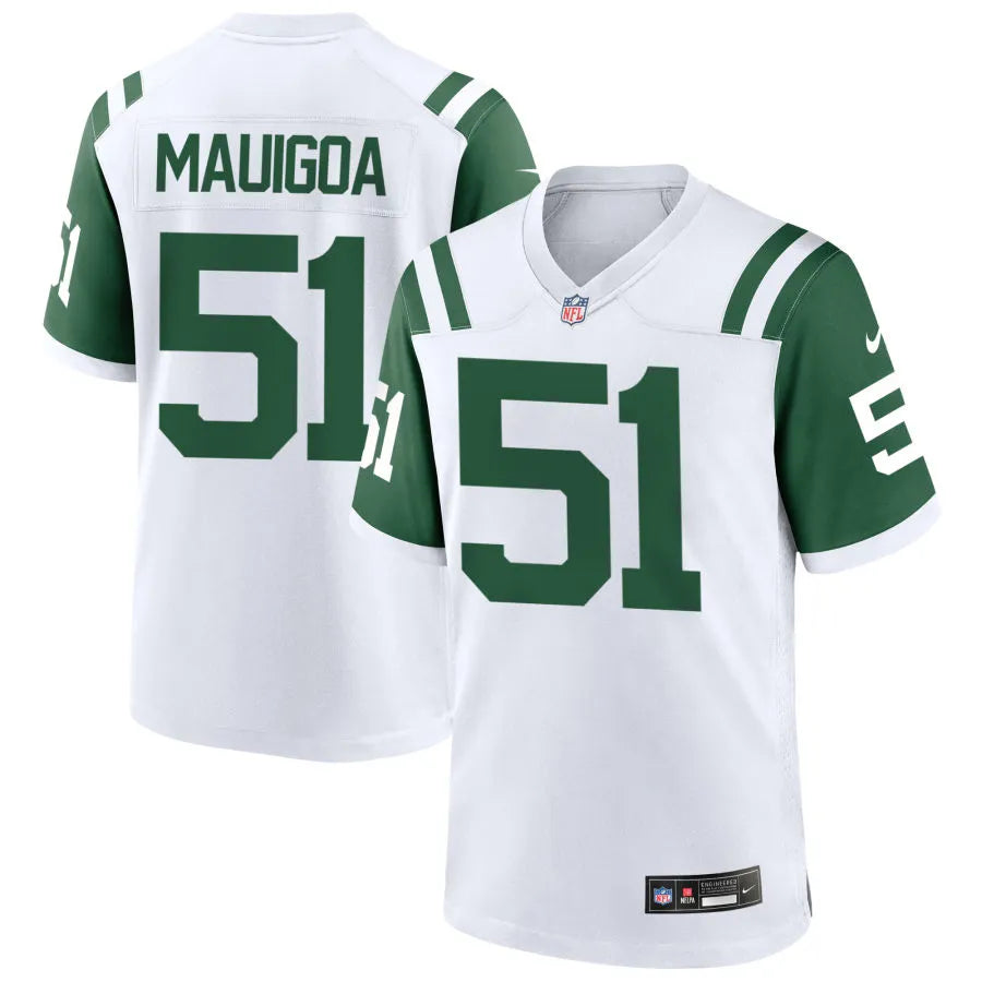 Men’s New York Jets #51 Francisco Mauigoa White Alternate Classic Limited Jersey