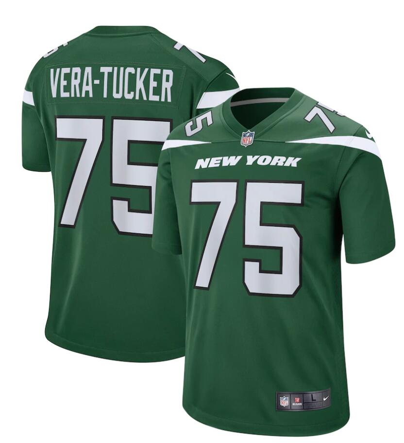 Men’s New York Jets #75 Alijah Vera-Tucker Nike Gotham Green Vapor Limited Jersey