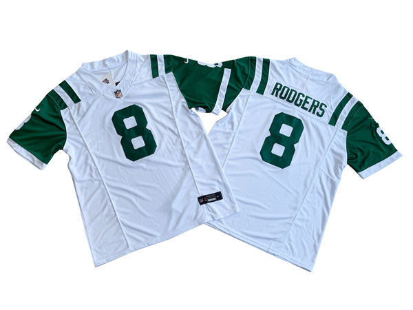 Men’s New York Jets #8 Aaron Rodgers White Alternate Classic Jersey