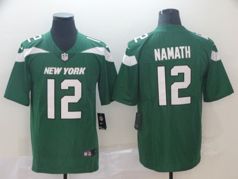 Men’s New York Jets Retired Player #12 Joe Namath Green Nike NFL Vapor Limited Jersey