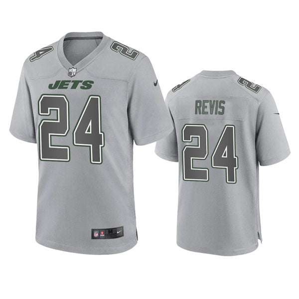 Men’s New York Jets Retired Player #24 Darrelle Revis Gray Atmosphere Fashion Game Jersey