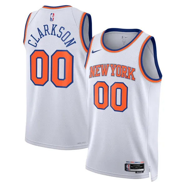 Mens New York Knicks #00 Jordan Clarkson Nike White Association Edition Swingman Jersey