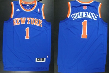 Men’s New York Knicks #1 Amare Stoudemire Adidas Blue Swingman Jersey