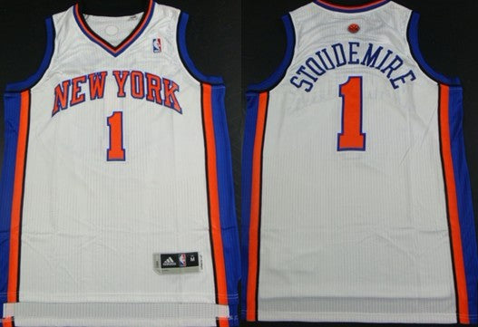 Men’s New york Knicks #1 Amare Stoudemire Revolution 30 Authentic White Jersey