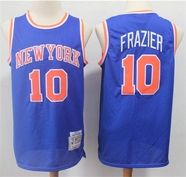 Men’s New York Knicks #10 Walt Frazier Blue Mitchell & Ness 1972-73 Hardwood Classics Jersey