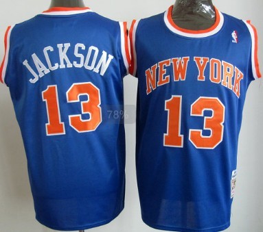 Men’s New York Knicks #13 Mark Jackson Blue Mitchell & Ness Hardwood Classics Throwback Jersey