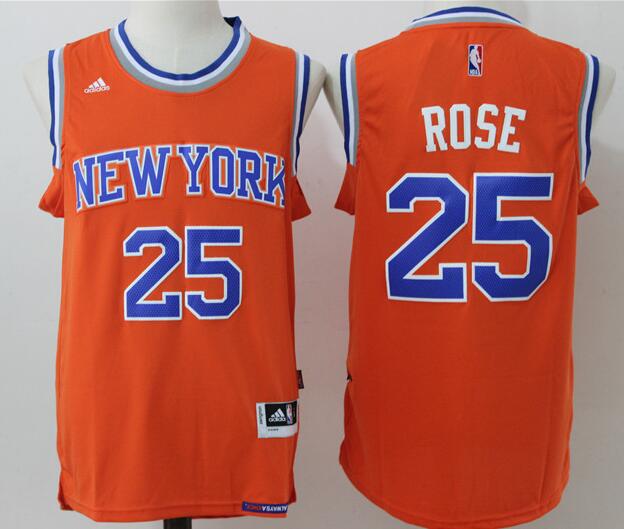 Men’s New York Knicks #25 Derrick Rose Orange Revolution 30 Swingman Basketball Jersey