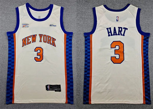 Mens New York Knicks #3 Josh Hart Cream 2025-26 City Edition Swingman Jersey