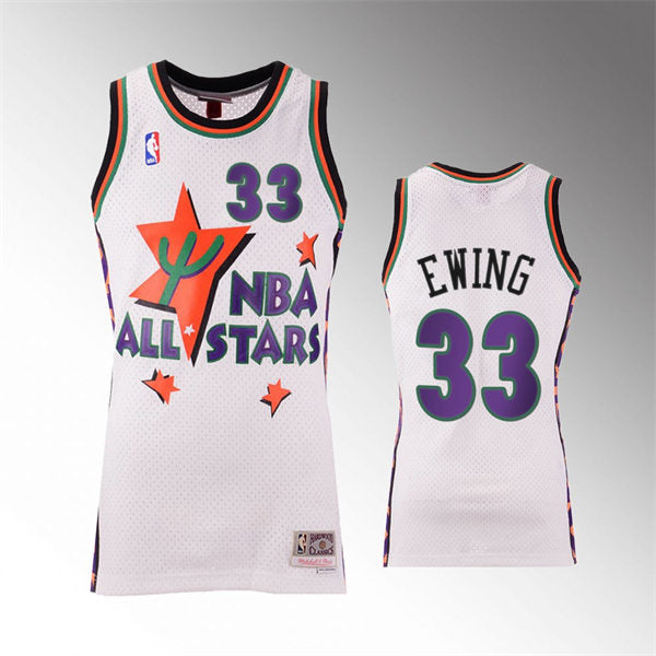Men’s New York Knicks #33 Patrick Ewing White Hardwood Classics 1995 NBA All-Star Jersey