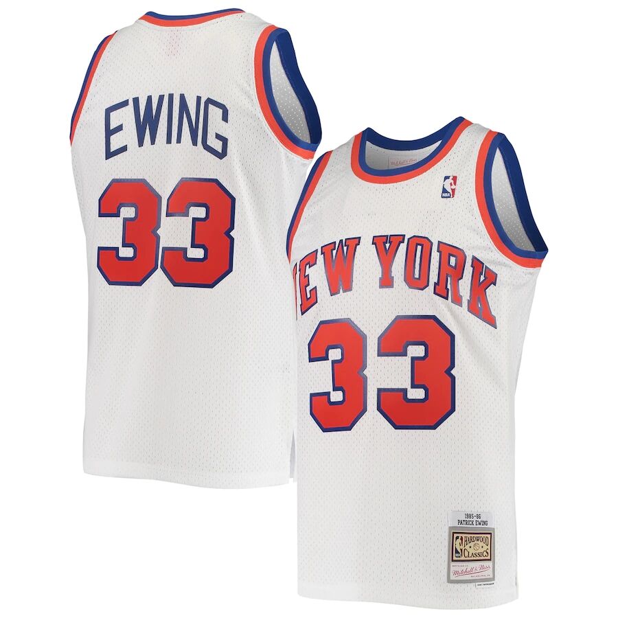 Men’s New York Knicks #33 Patrick Ewing White Throwback Swingman Jersey