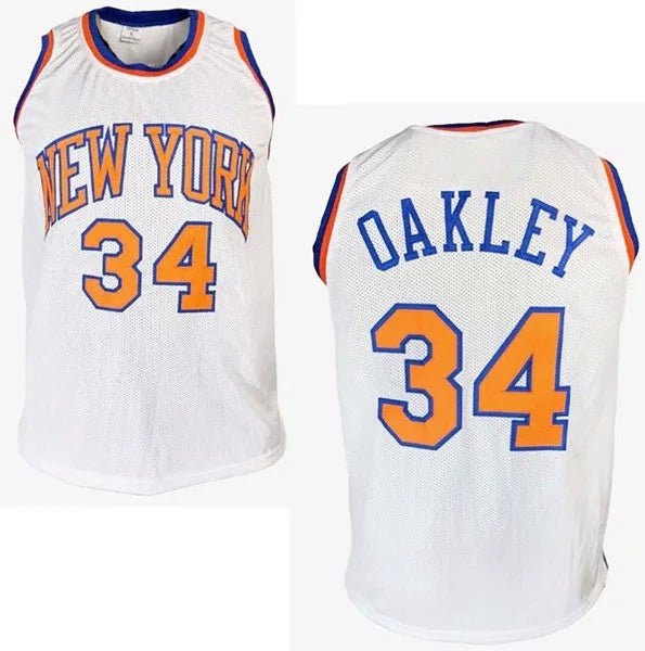 Mens’ New York Knicks #34 Charles Oakley White 90’s Hardwood Classics Throwback Swingman Jersey