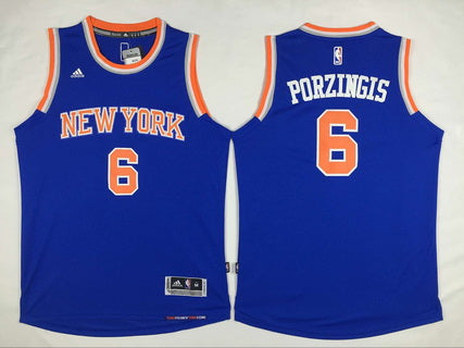 Men’s New York Knicks #6 Kristaps Porzingis Revolution 30 Swingman 2015-16 New Blue Jersey