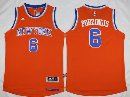Men’s New York Knicks #6 Kristaps Porzingis Revolution 30 Swingman 2015-16 Orange Jersey