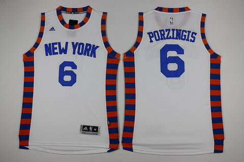 Men’s New York Knicks #6 Kristaps Porzingis Revolution 30 Swingman 2015-16 White Jersey