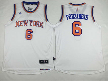 Men’s New York Knicks #6 Kristaps Porzingis Revolution 30 Swingman 2015-16New White Jersey