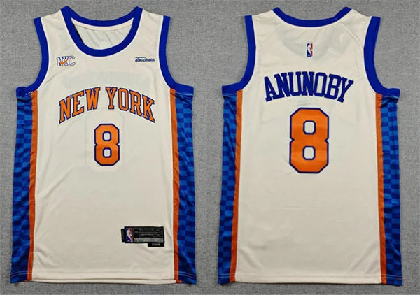 Mens New York Knicks #8 OG Anunoby Cream 2025-26 City Edition Swingman Jersey