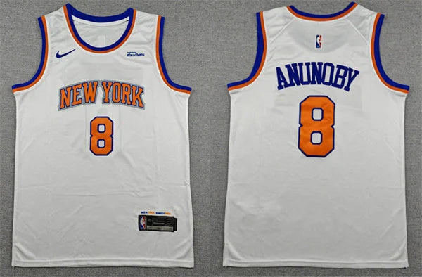 Mens New York Knicks #8 OG Anunoby Nike White Association Edition Jersey