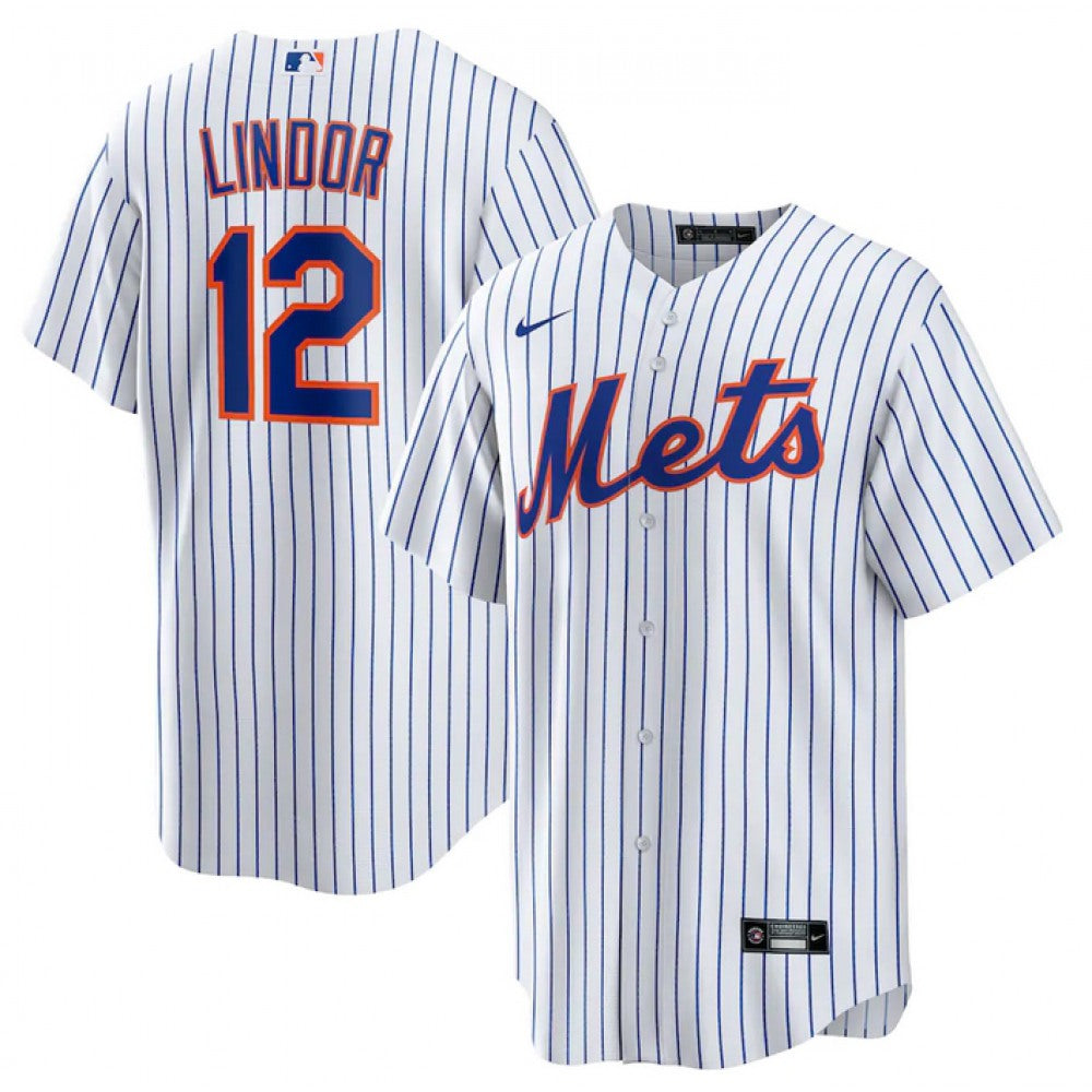 Men’s New York Mets #12 Francisco Lindor White Cool Base Stitched Jersey