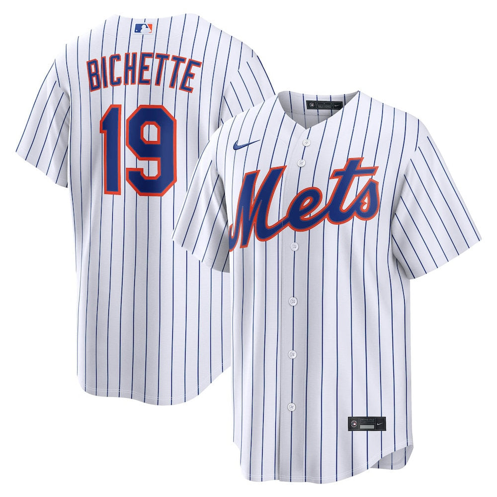 Men’s New York Mets #19 Bo Bichette Nike White Home Replica Jersey