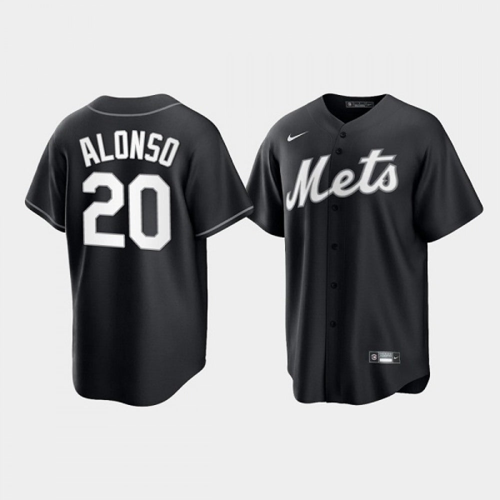 Men’s New York Mets #20 Pete Alonso Black Cool Base Stitched Baseball Jersey