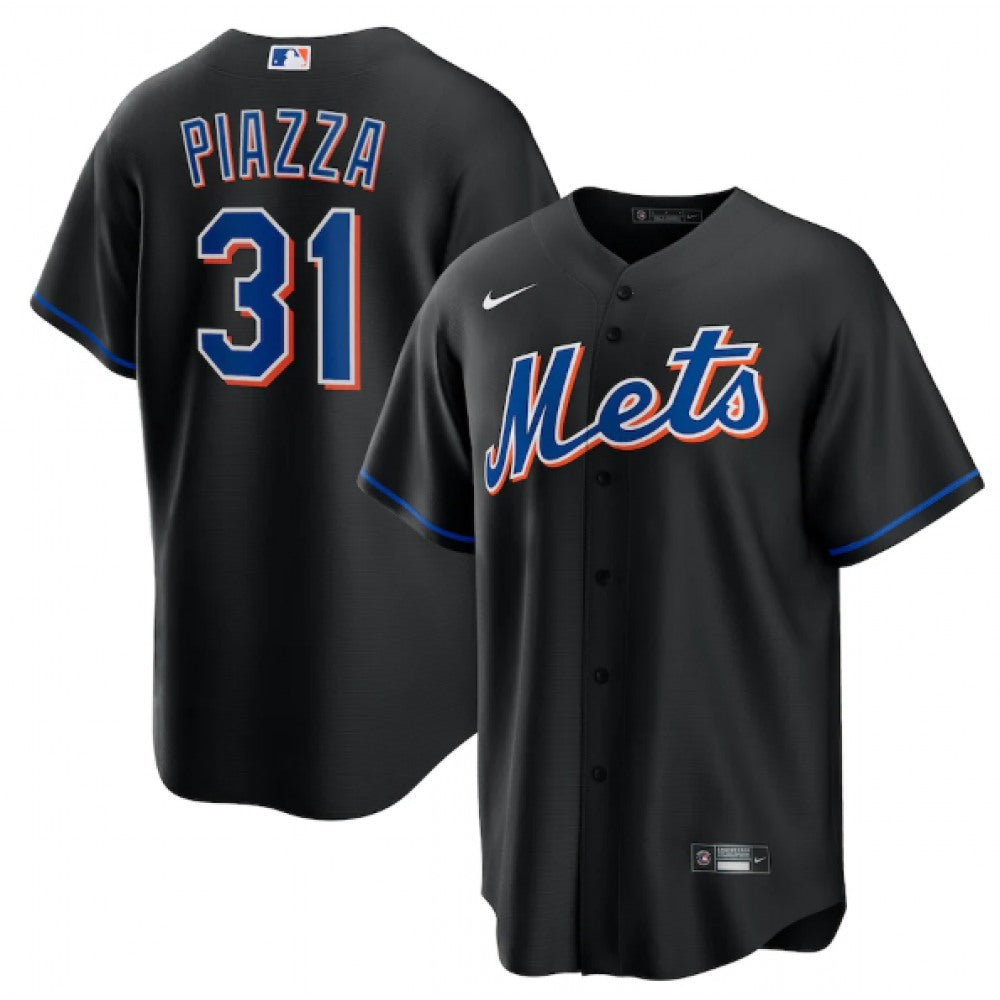 Men’s New York Mets #31 Mike Piazza 2022 Black Cool Base Stitched Baseball Jersey