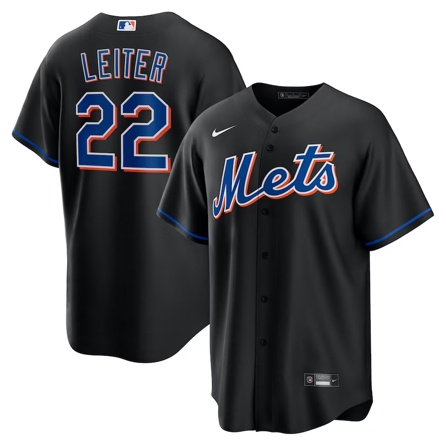 Men’s New York Mets Al Leiter #22 Black 2022 Alternate Jersey