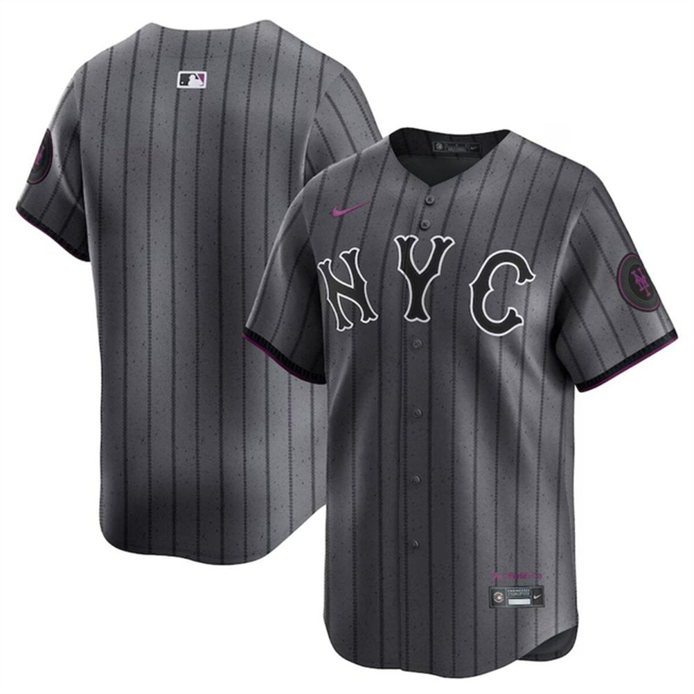 Men’s New York Mets Blank Gray 2024 City Connect Limited Stitched Baseball Jersey