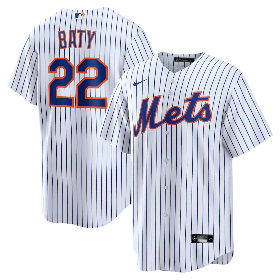 Men’s New York Mets Brett Baty #22 White Jersey