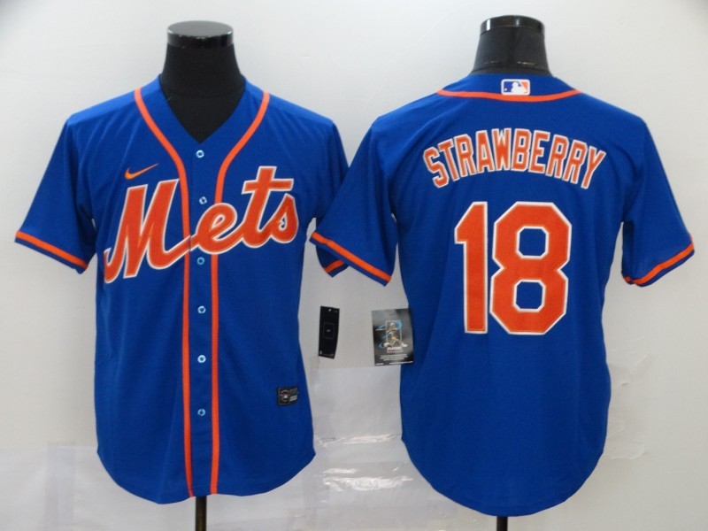 Men’s New York Mets Darryl Strawberry #18 Blue Baseball Jersey